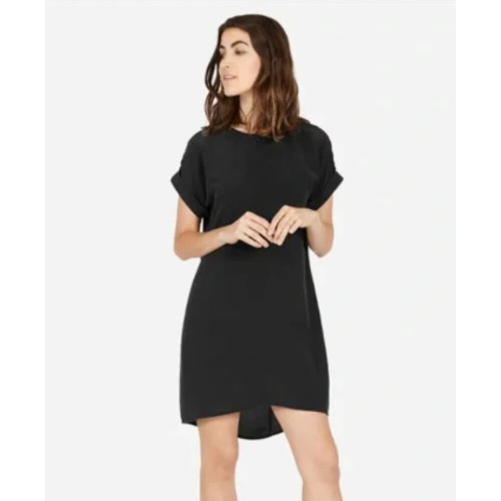 Everlane black silk tee dress
